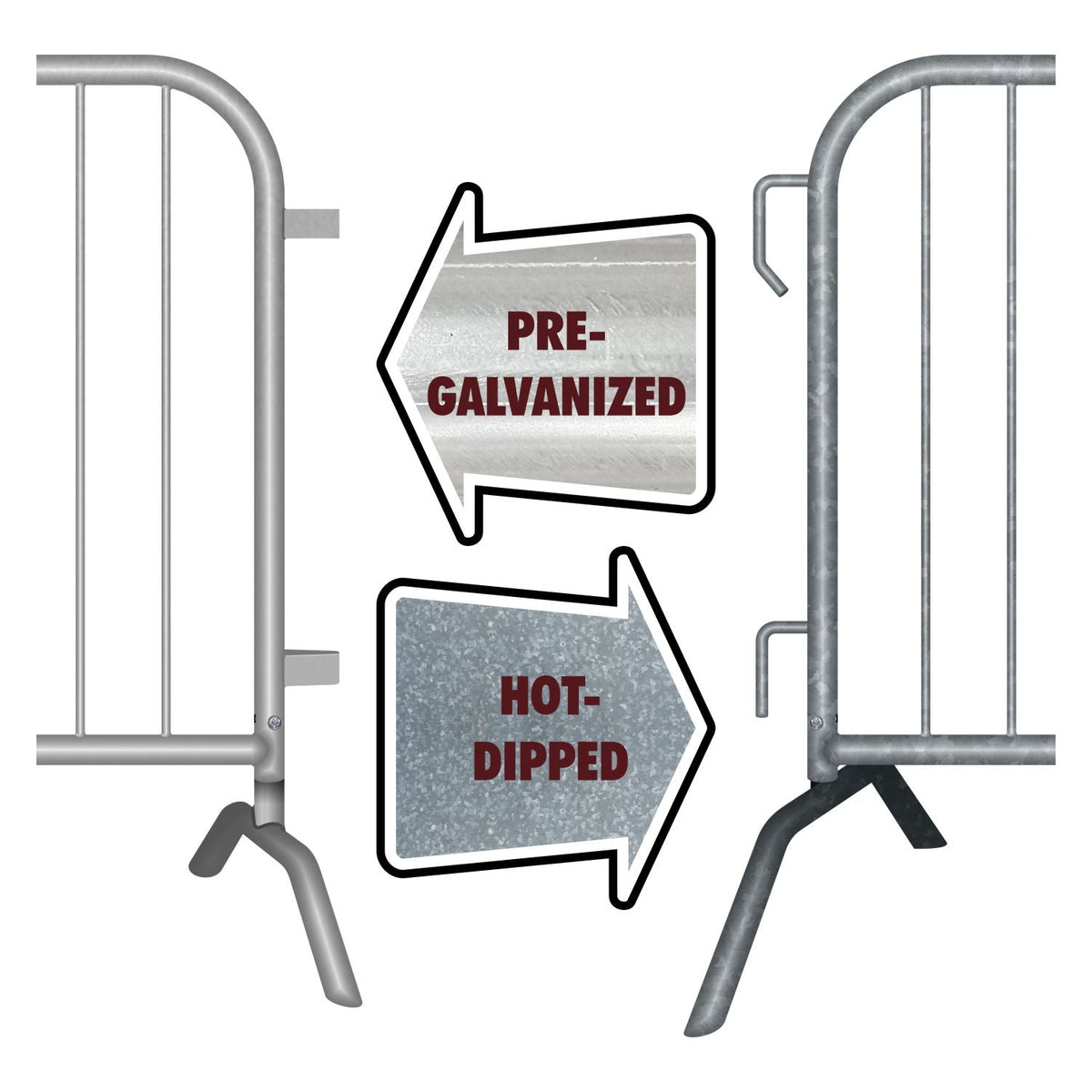 30 Pack - 8.5 Ft Economy Pre - Galvanized Steel Barricades + Storage Cart - Crowd Control Warehouse