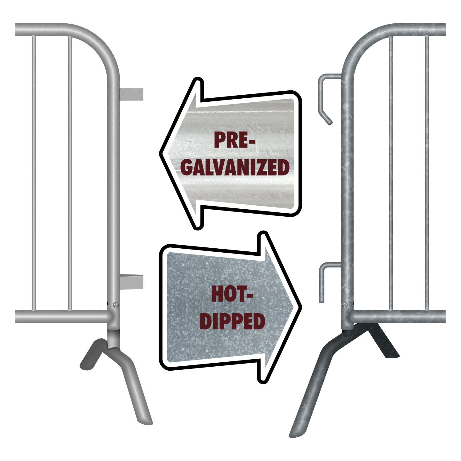 30 Pack - 8.5 Ft Economy Pre - Galvanized Steel Barricades + Storage Cart - Crowd Control Warehouse