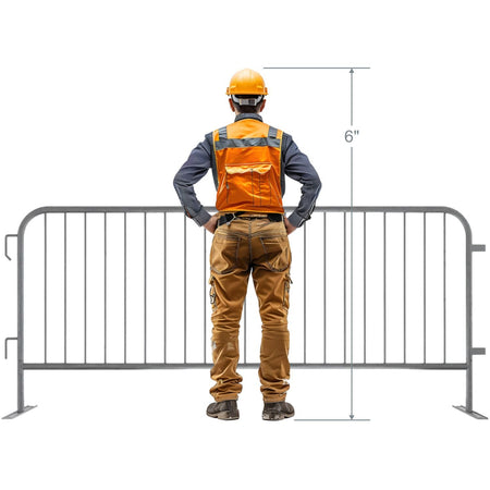 30 Pack - 8.5 Ft Economy Pre - Galvanized Steel Barricades + Storage Cart - Crowd Control Warehouse