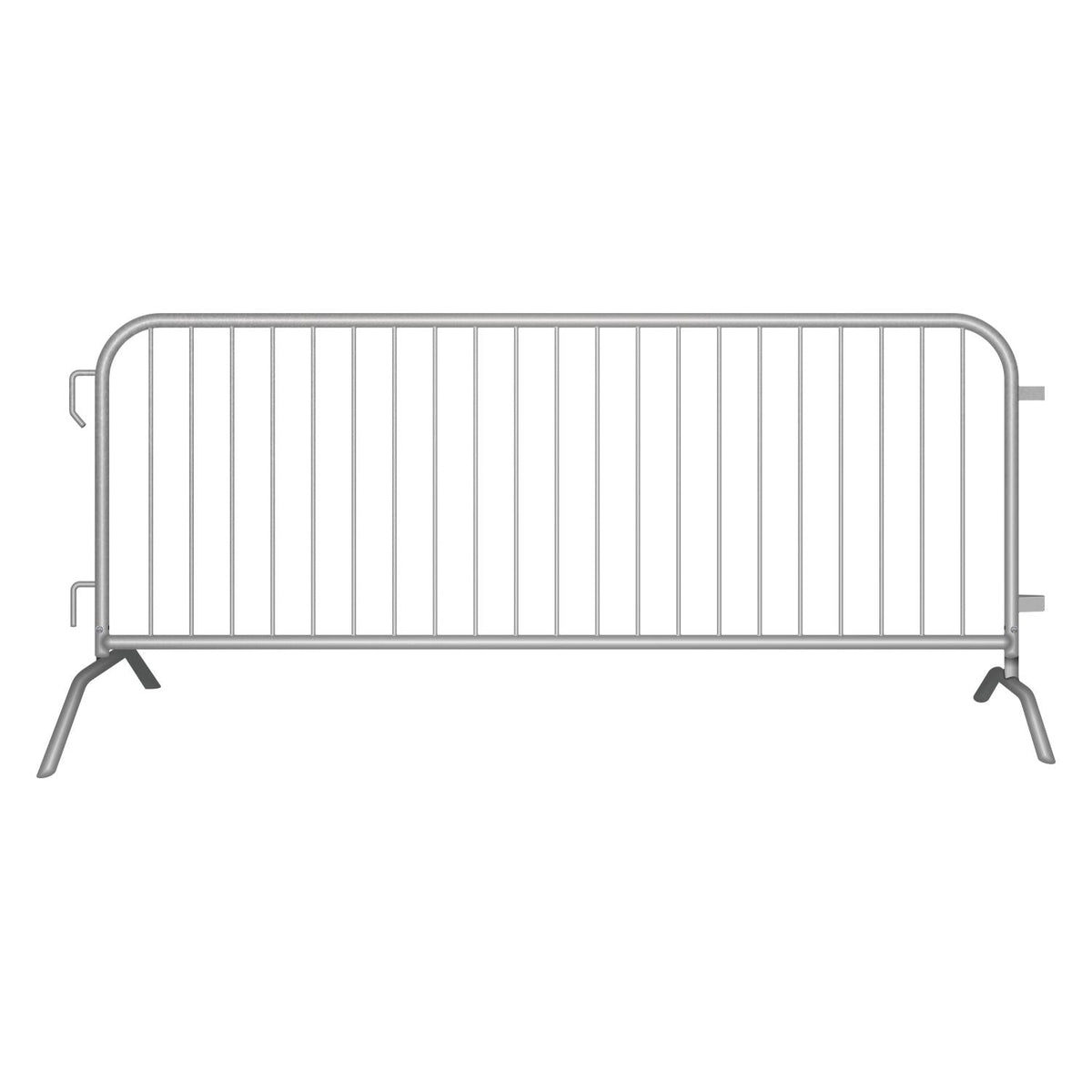30 Pack - 8.5 Ft Economy Pre - Galvanized Steel Barricades + Storage Cart - Crowd Control Warehouse
