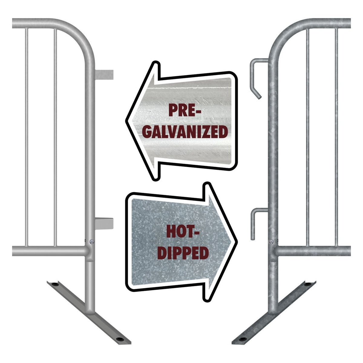 8.5 Ft Economy Pre - Galvanized Steel Barricade - Crowd Control Warehouse