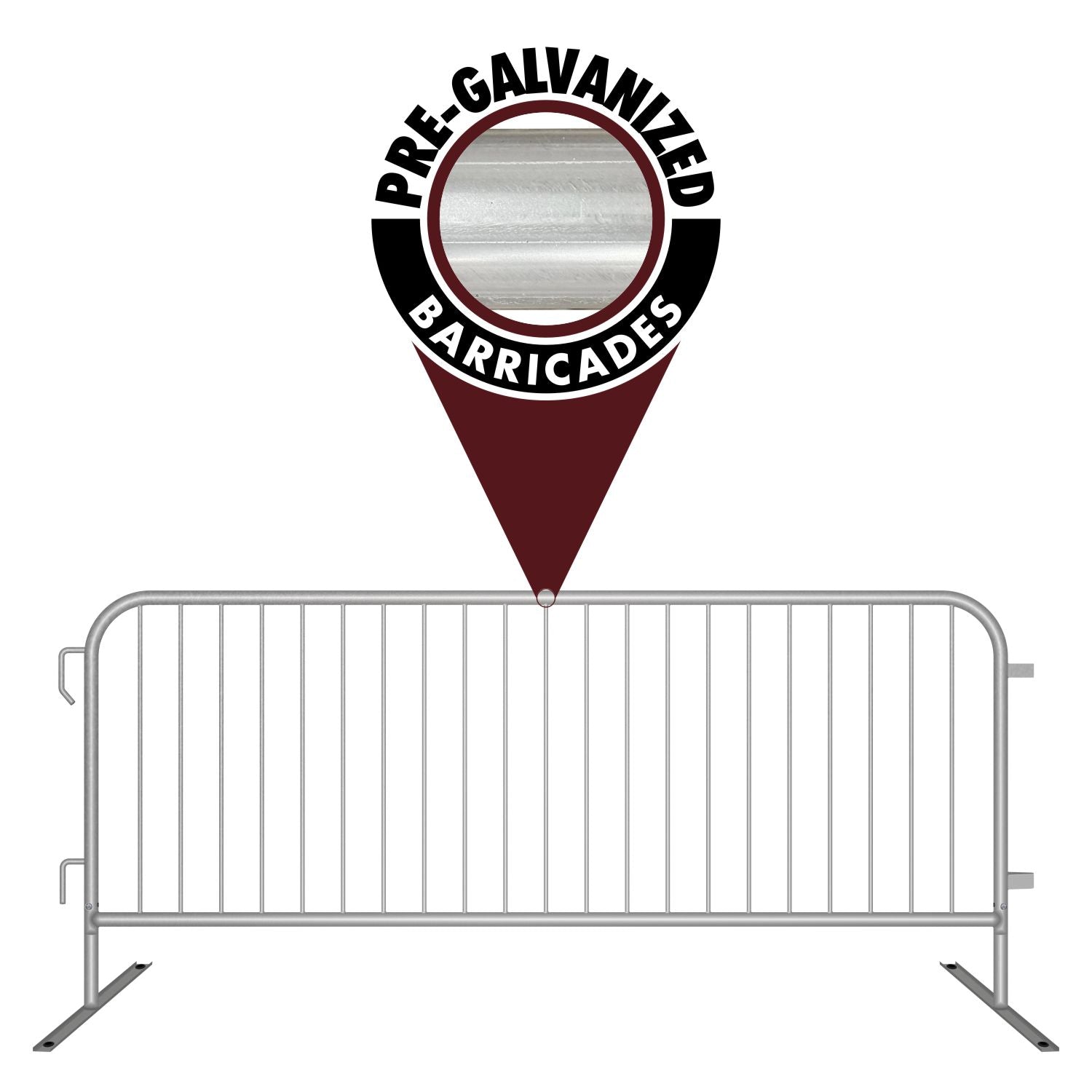 8.5 Ft Economy Pre - Galvanized Steel Barricade - Crowd Control Warehouse