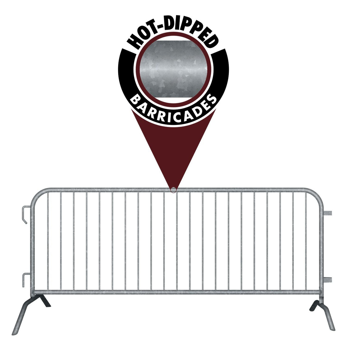 8.5 Ft Hot - Dipped Galvanized Steel Barricade - Crowd Control Warehouse