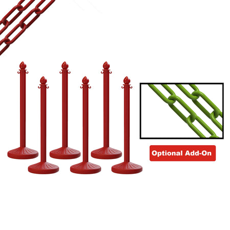 Medium Duty Plastic Stanchion Posts and Chain Kit with (6) Posts and 50 Ft. of Chain - Montour Line - Crowd Control Warehouse