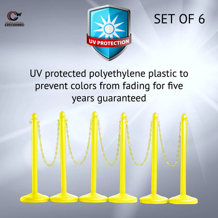Medium Duty Plastic Stanchion Posts and Chain Kit with (6) Posts and 50 Ft. of Chain - Montour Line - Crowd Control Warehouse