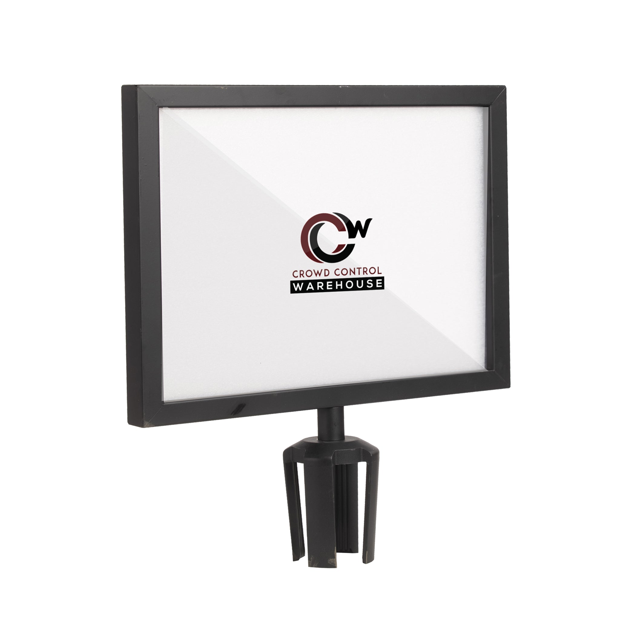 Post Top Sign Frame for CCW Series Retractable Belt Barriers for 3" OD Stanchions - Crowd Control Warehouse