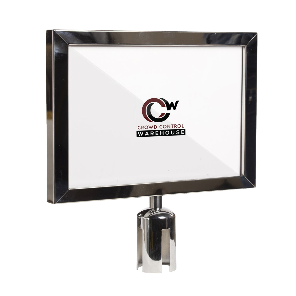 Post Top Sign Frame for CCW Series Retractable Belt Barriers for 3" OD Stanchions - Crowd Control Warehouse