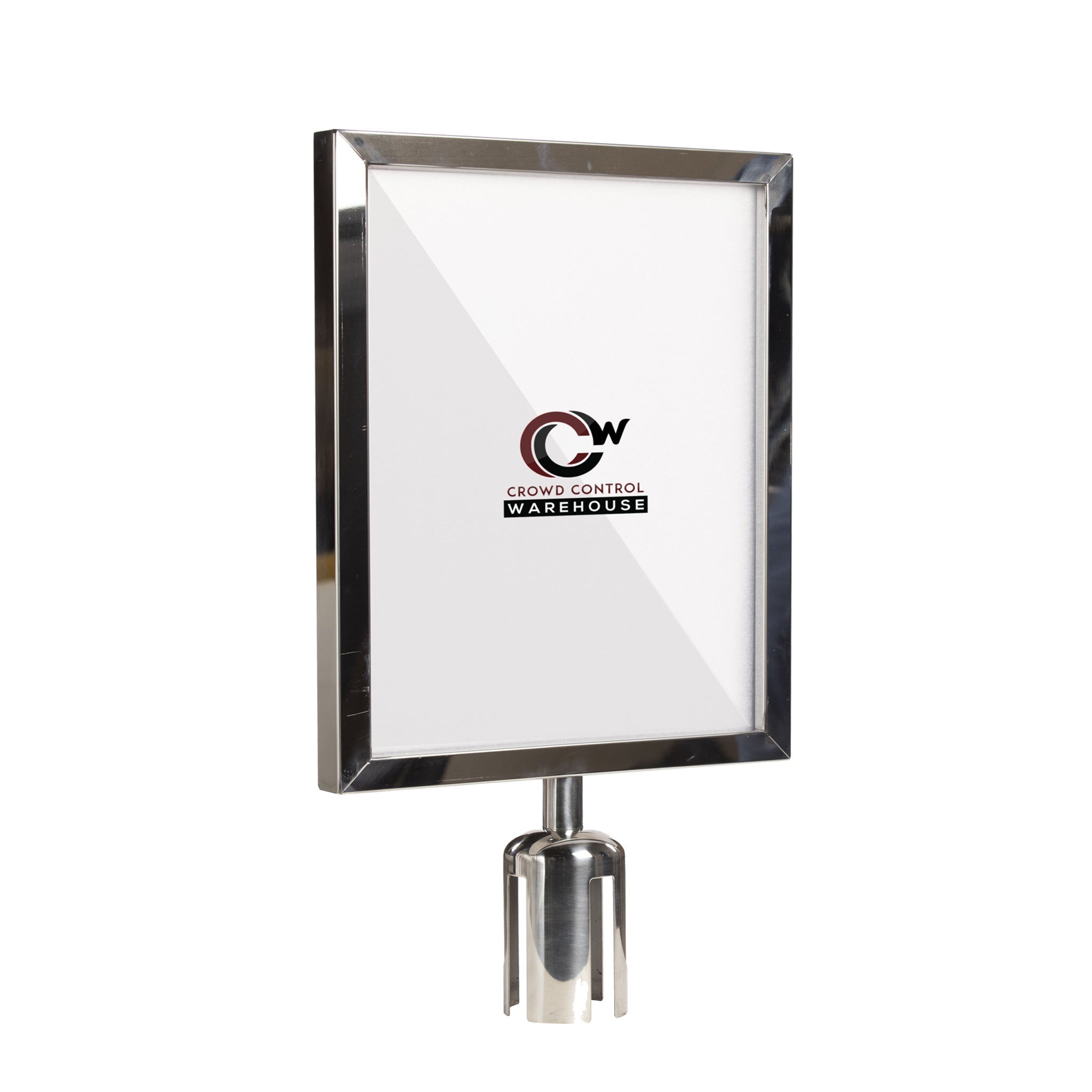 Post Top Sign Frame for CCW Series Retractable Belt Barriers for 3" OD Stanchions - Crowd Control Warehouse