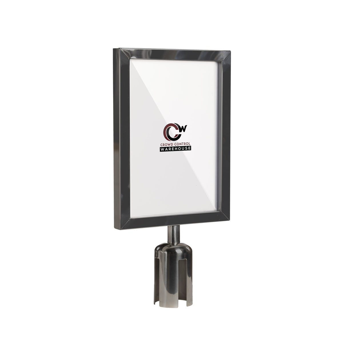 Post Top Sign Frame for CCW Series Retractable Belt Barriers for 3" OD Stanchions - Crowd Control Warehouse