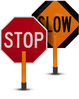 Rigid Stop/Slow Paddle Sign with Handle & Staff - Crowd Control Warehouse