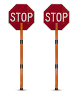 Rigid Stop/Stop Paddle Sign with Handle & Staff - Crowd Control Warehouse