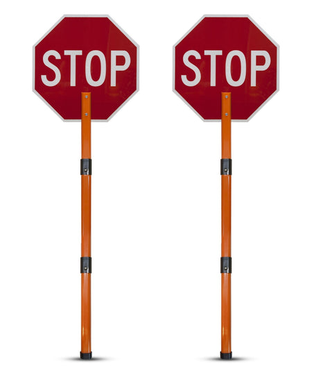 Rigid Stop/Stop Paddle Sign with Handle & Staff - Crowd Control Warehouse