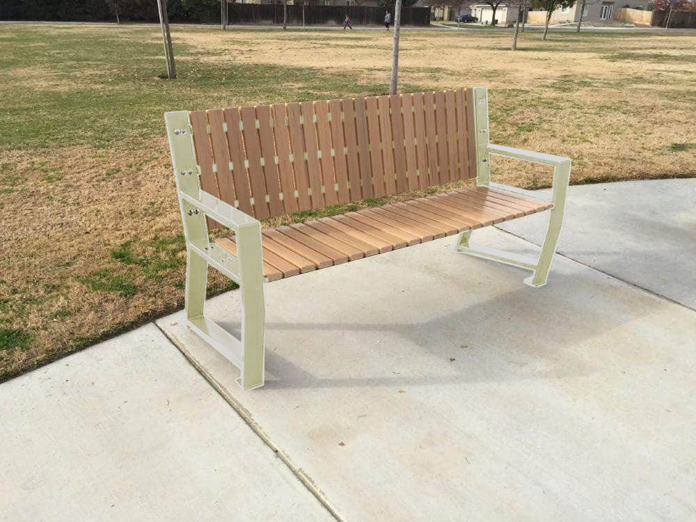 Vertical Slats Wood Park Bench - 67 In. - Crowd Control Warehouse