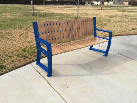 Vertical Slats Wood Park Bench - 67 In. - Crowd Control Warehouse
