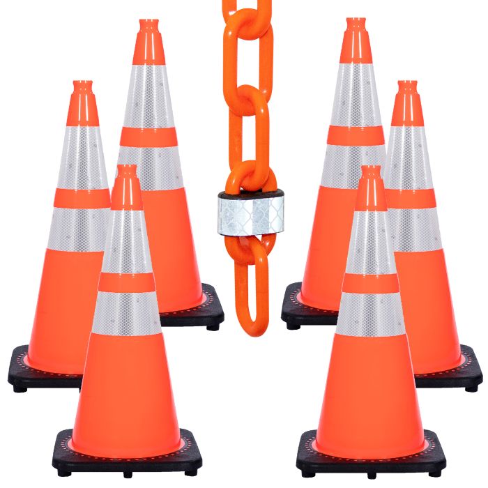 Reflective Traffic Cone and Chain Kit Crowd Control Warehouse