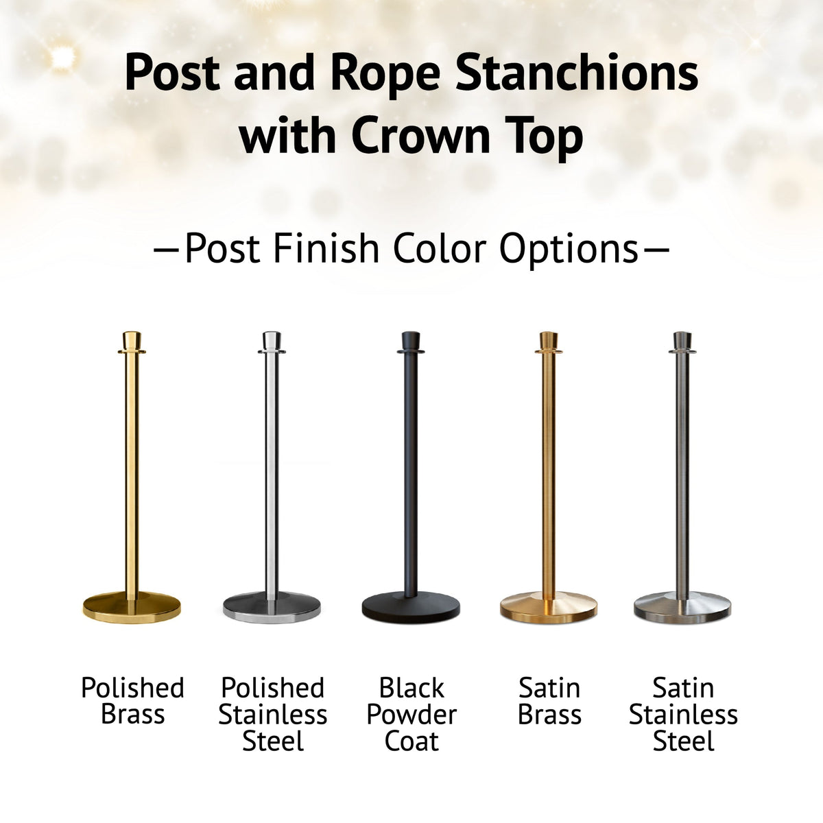Crown Top Post and Rope Stanchion with Dome Base - Montour Line