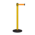 CCW Series RBB-100 Retractable Belt Barrier Stanchion, Sloped Base, Yellow Post - 9 ft. Belt