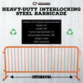 Heavy Duty Interlocking Steel Barricade, 8.5 Ft., Safety Orange - Angry Bull Barricades