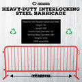 Heavy Duty Interlocking Steel Barricade, 8.5 Ft., Red - Angry Bull Barricades
