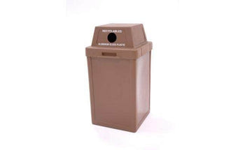 Square Plastic Waste Container with Recycling Top - 22 Gallon Capacity