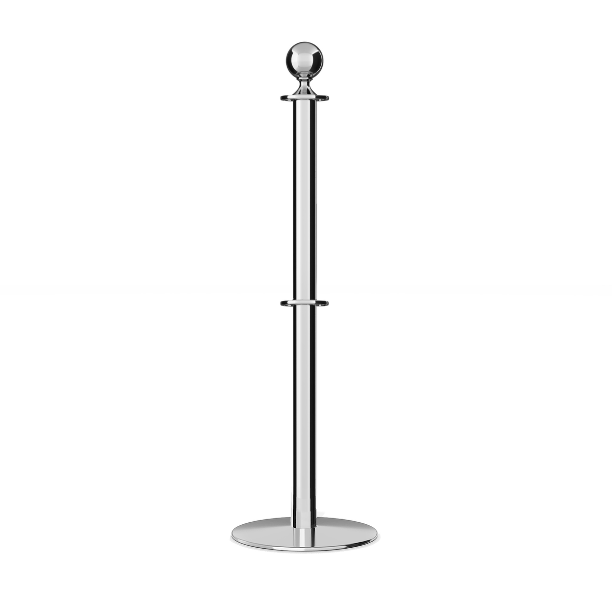 Ball Top Dual Rope Stanchion with Low Profile Base - Montour Line CXLineD - Crowd Control Warehouse