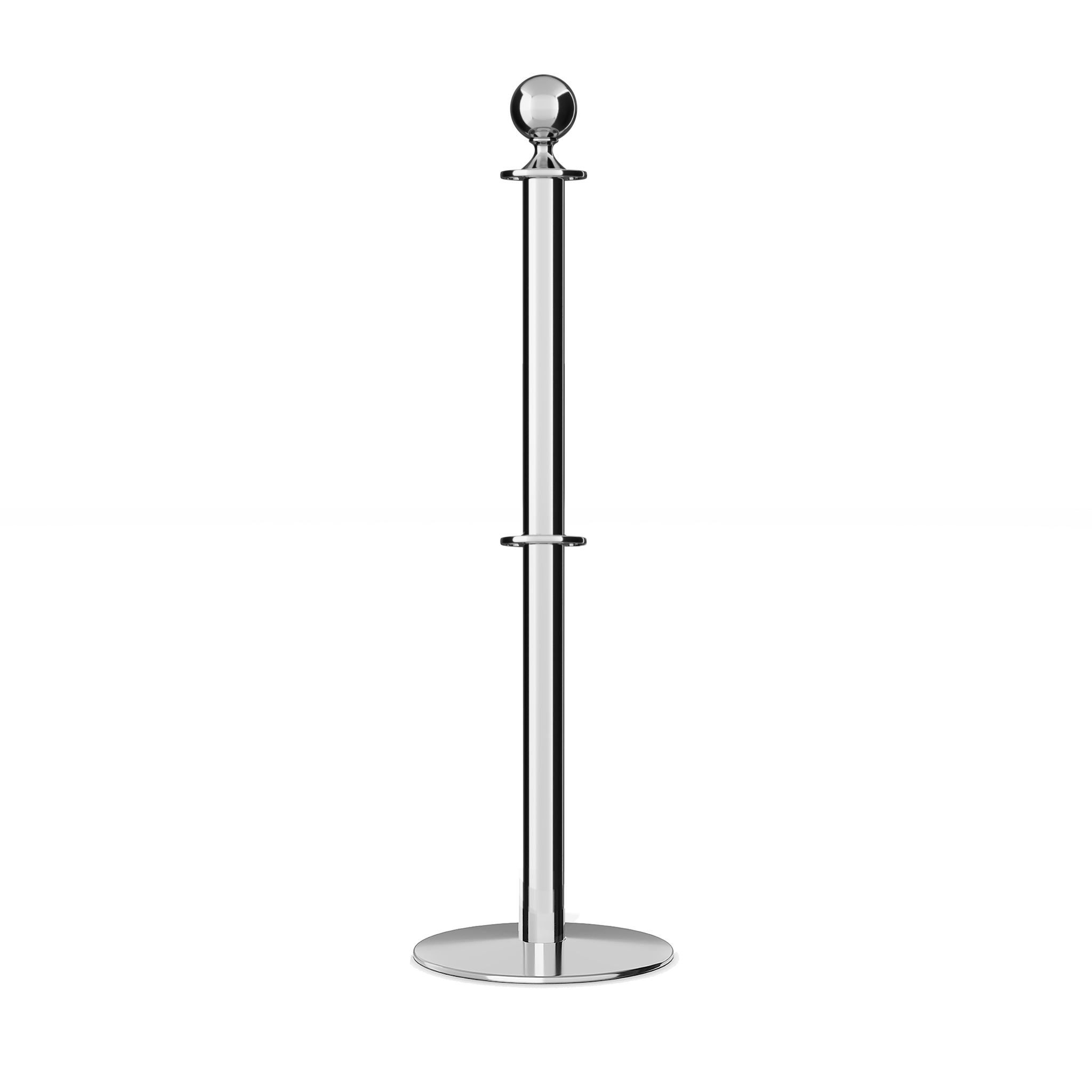 Ball Top Dual Rope Stanchion with Low Profile Base - Montour Line CXLineD - Crowd Control Warehouse