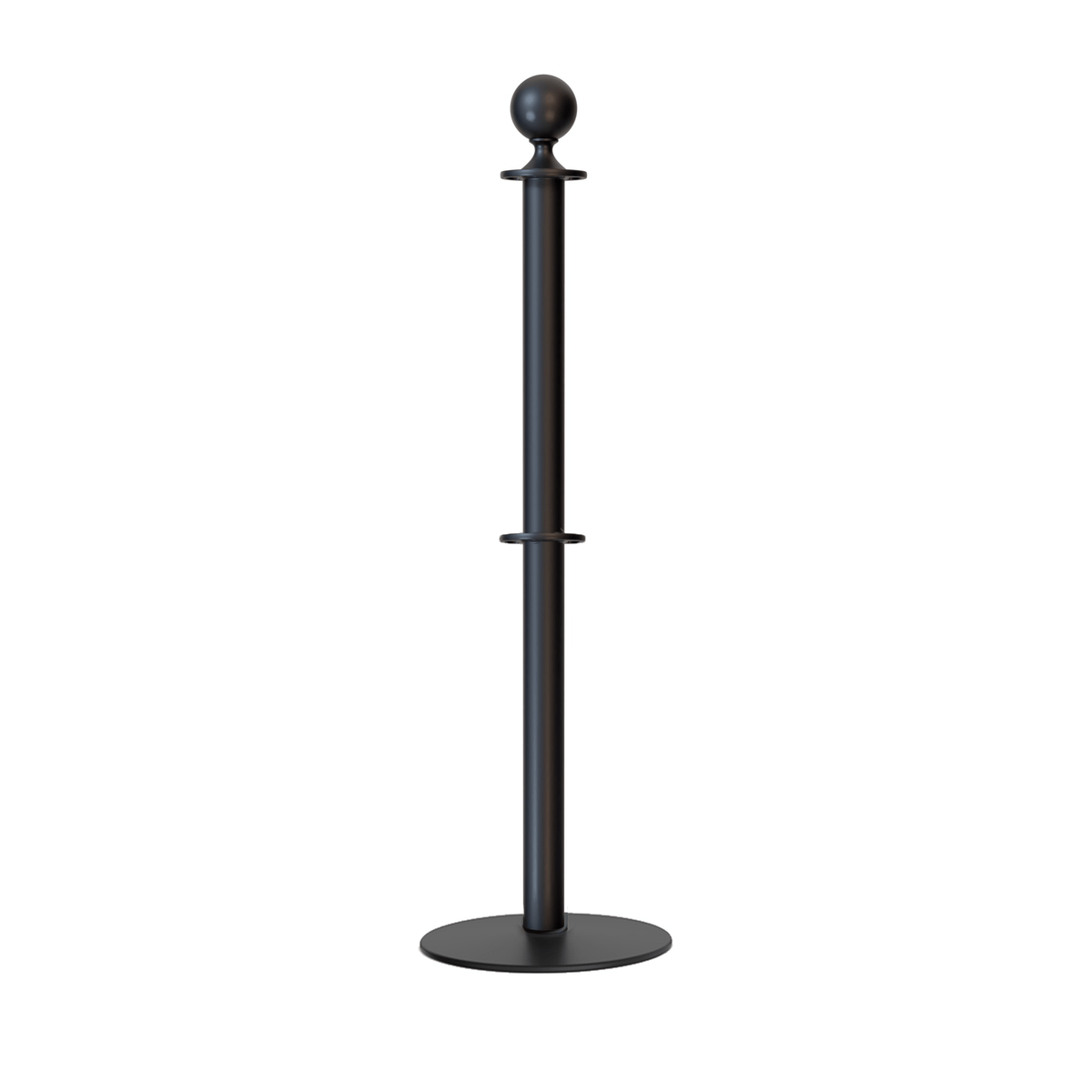 Ball Top Dual Rope Stanchion with Low Profile Base - Montour Line CXLineD - Crowd Control Warehouse