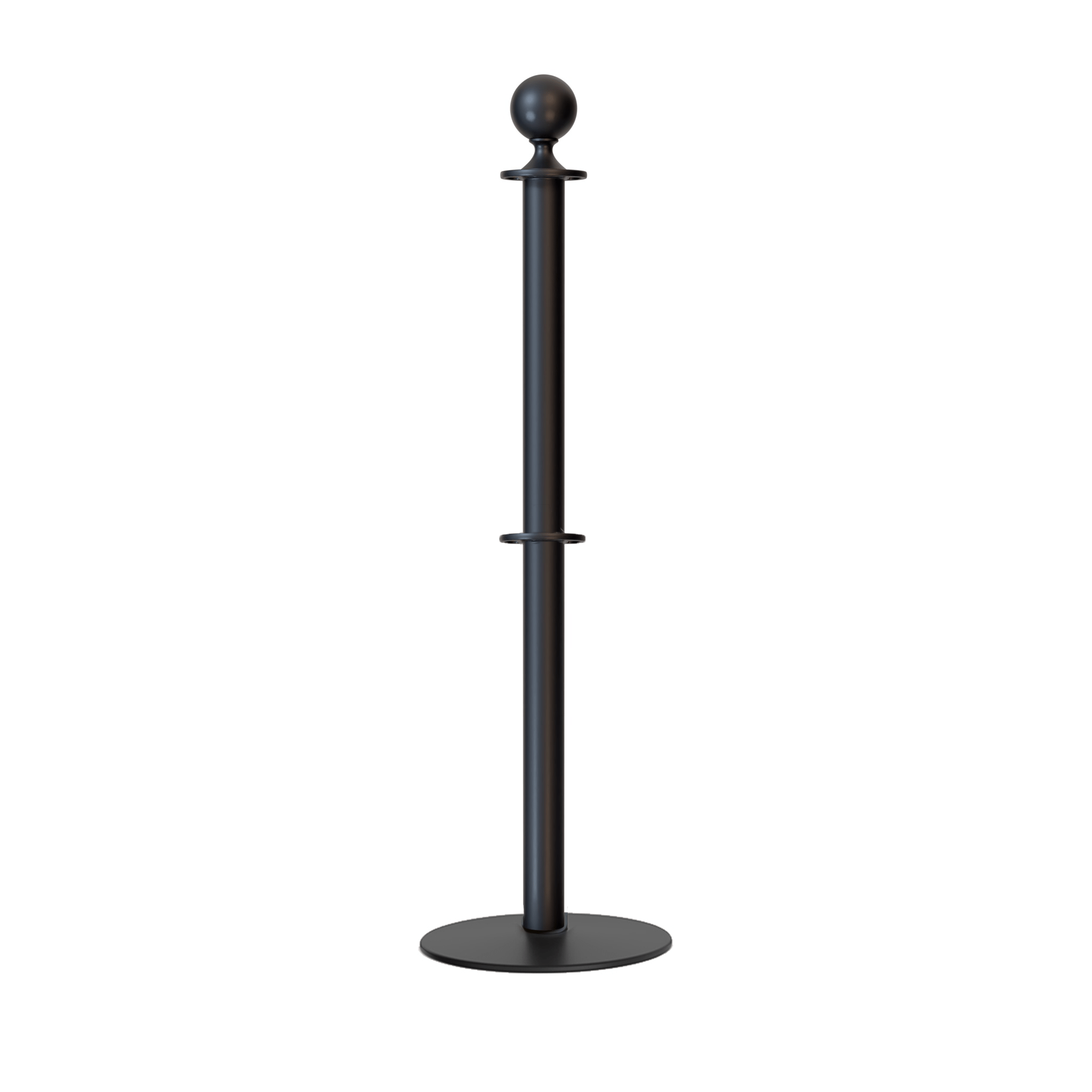 Ball Top Dual Rope Stanchion with Low Profile Base - Montour Line CXLineD - Crowd Control Warehouse