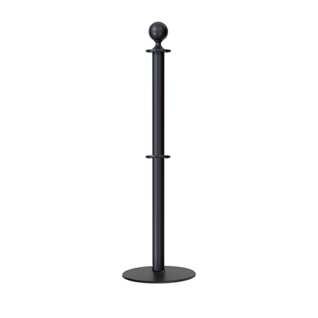 Ball Top Dual Rope Stanchion with Low Profile Base - Montour Line CXLineD - Crowd Control Warehouse