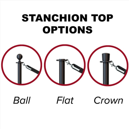 Ball Top Dual Rope Stanchion with Low Profile Base - Montour Line CXLineD - Crowd Control Warehouse