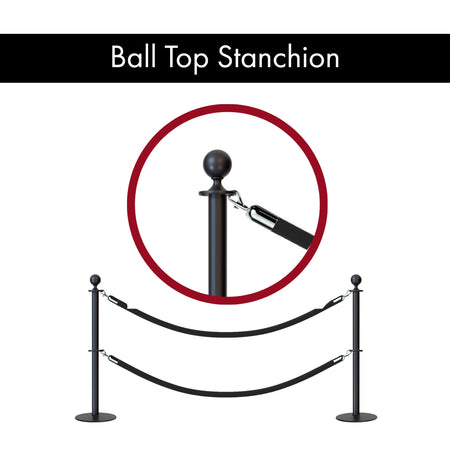 Ball Top Dual Rope Stanchion with Low Profile Base - Montour Line CXLineD - Crowd Control Warehouse