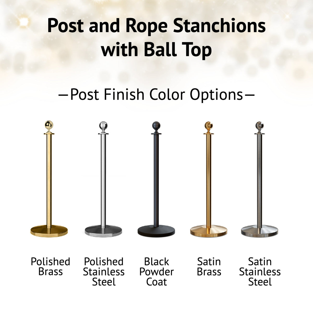 Ball Top Dual Rope Stanchion with Low Profile Base - Montour Line CXLineD - Crowd Control Warehouse