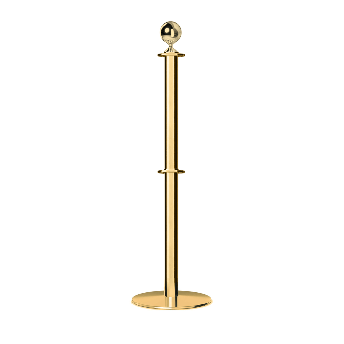Ball Top Dual Rope Stanchion with Low Profile Base - Montour Line CXLineD - Crowd Control Warehouse