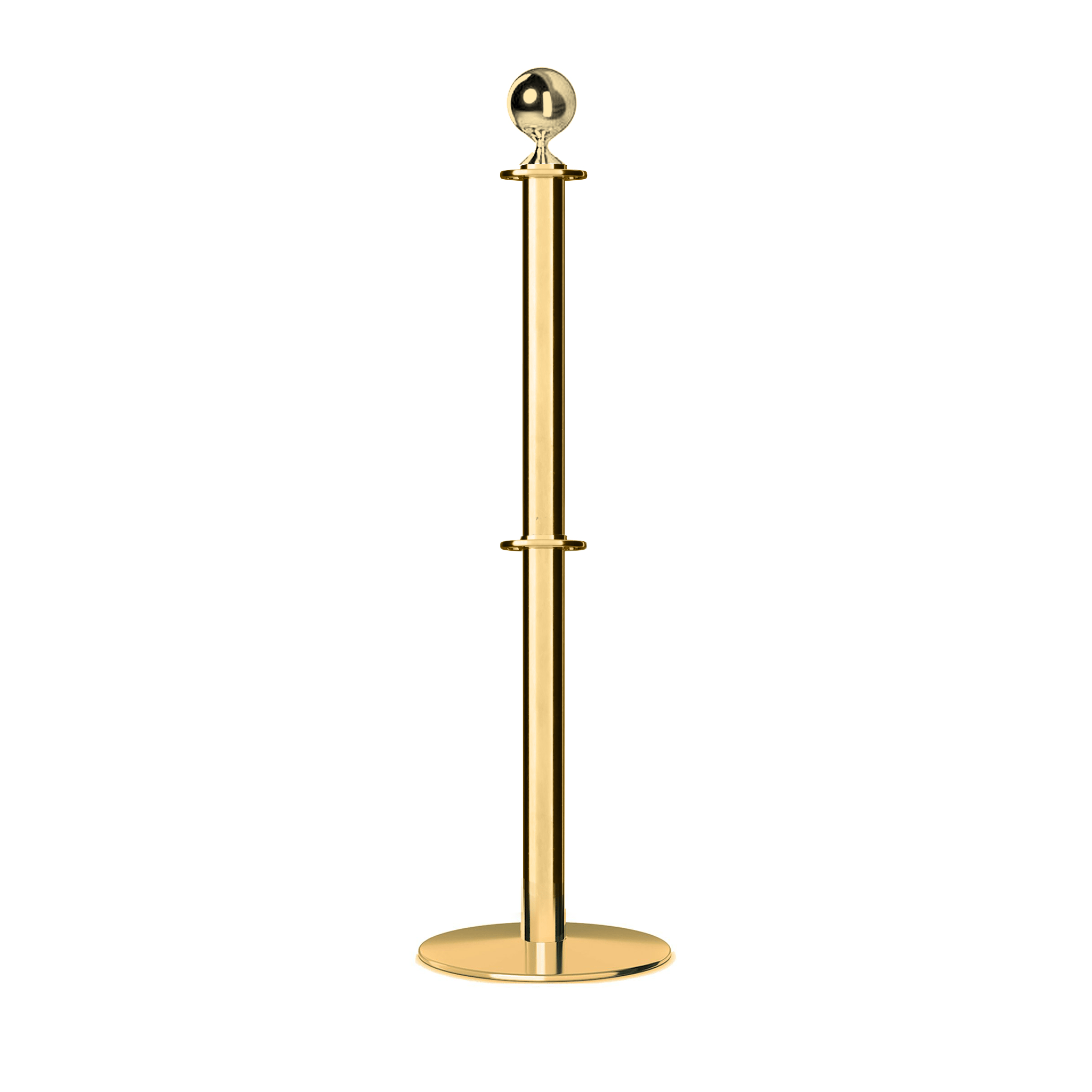 Ball Top Dual Rope Stanchion with Low Profile Base - Montour Line CXLineD - Crowd Control Warehouse