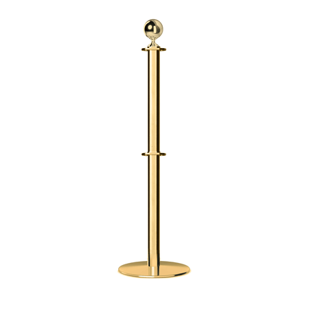 Ball Top Dual Rope Stanchion with Low Profile Base - Montour Line CXLineD - Crowd Control Warehouse