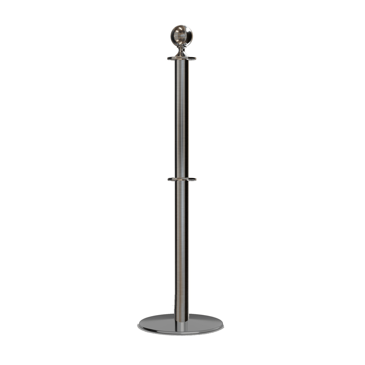 Ball Top Dual Rope Stanchion with Low Profile Base - Montour Line CXLineD - Crowd Control Warehouse