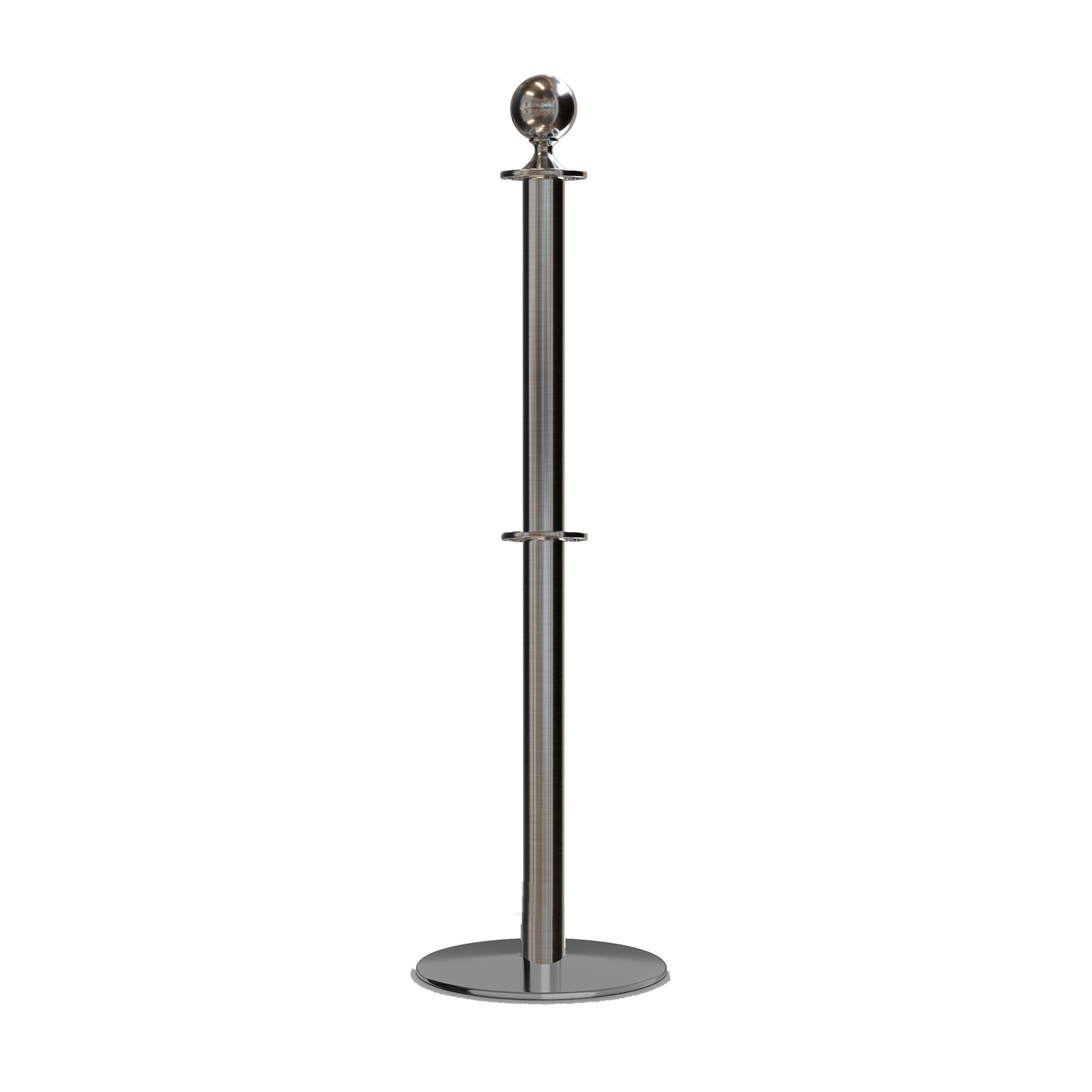 Ball Top Dual Rope Stanchion with Low Profile Base - Montour Line CXLineD - Crowd Control Warehouse