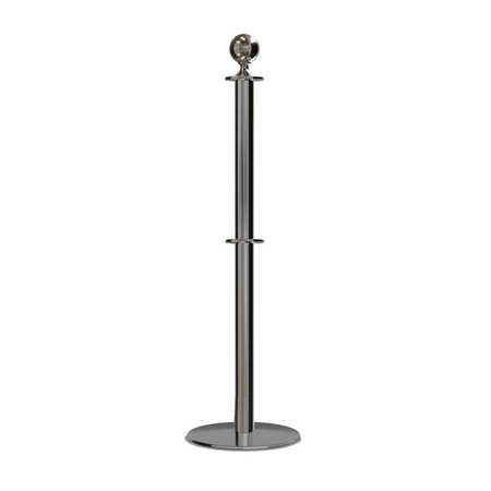 Ball Top Dual Rope Stanchion with Low Profile Base - Montour Line CXLineD - Crowd Control Warehouse