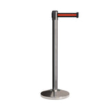 CCW Series RBB - 100 Retractable Belt Barrier Polished Stainless Post - 12 Ft. Belt - Crowd Control Warehouse