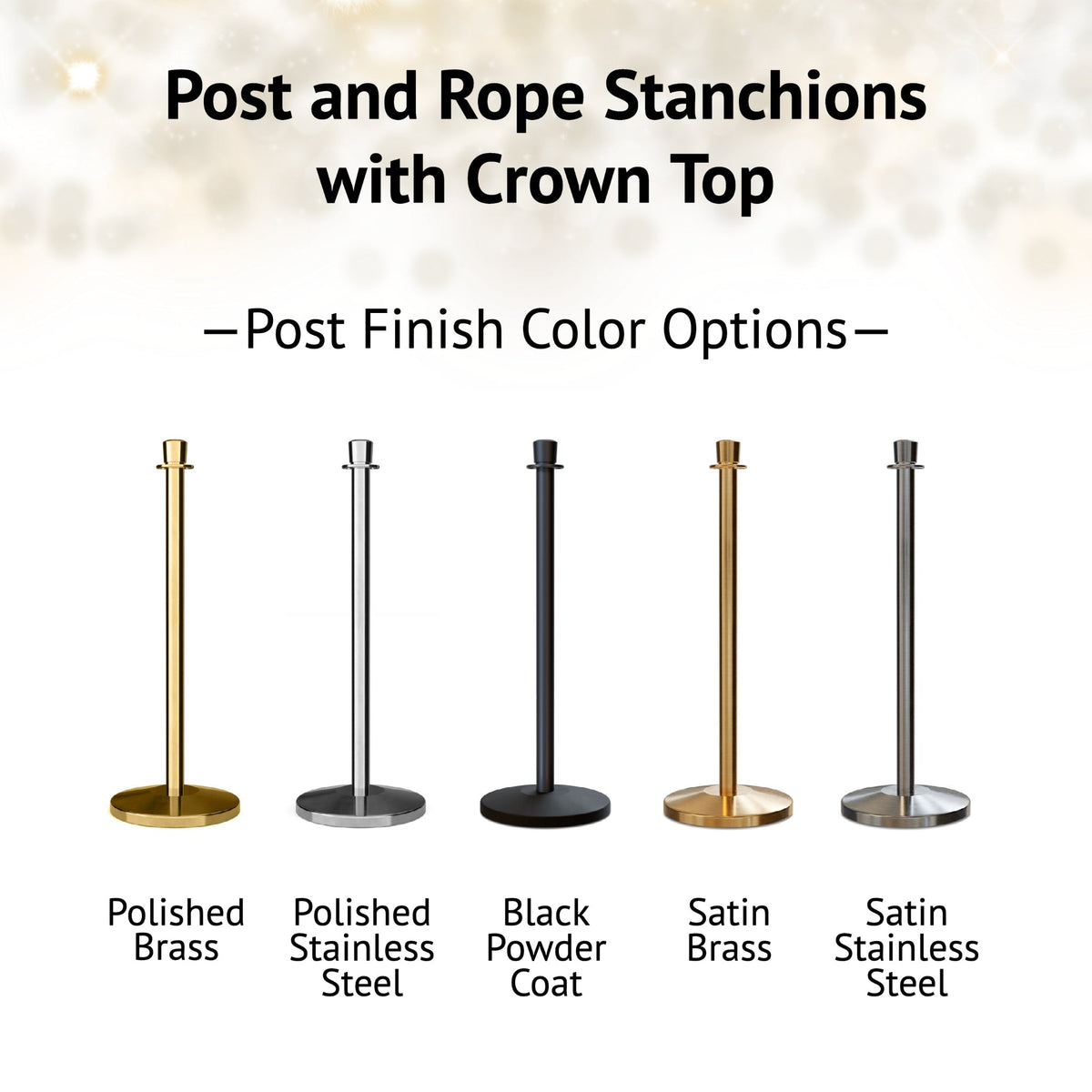 Crown Top Dual Rope Stanchion with Low Profile Base - Montour Line CXLineD - Crowd Control Warehouse
