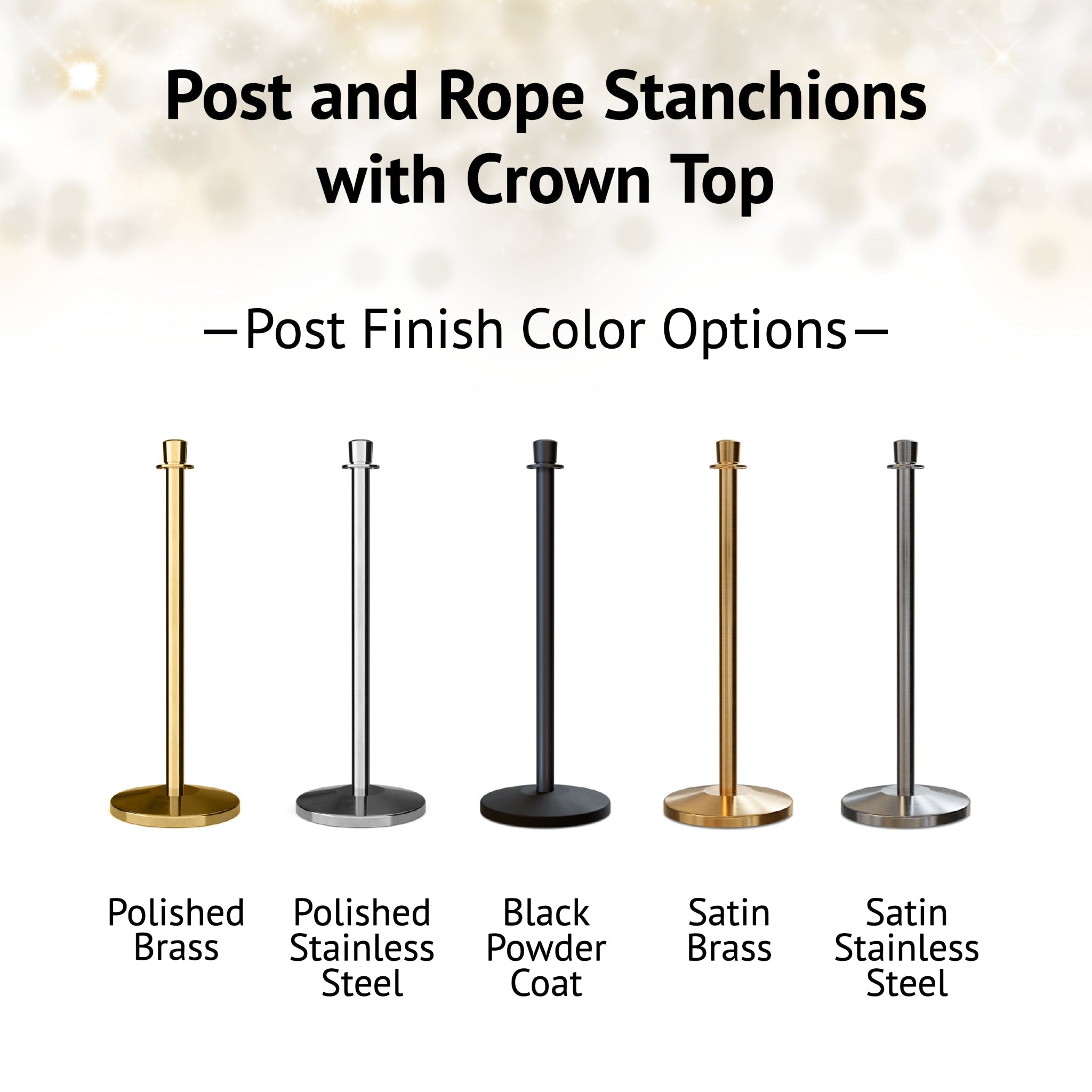 Crown Top Dual Rope Stanchion with Low Profile Base - Montour Line CXLineD - Crowd Control Warehouse