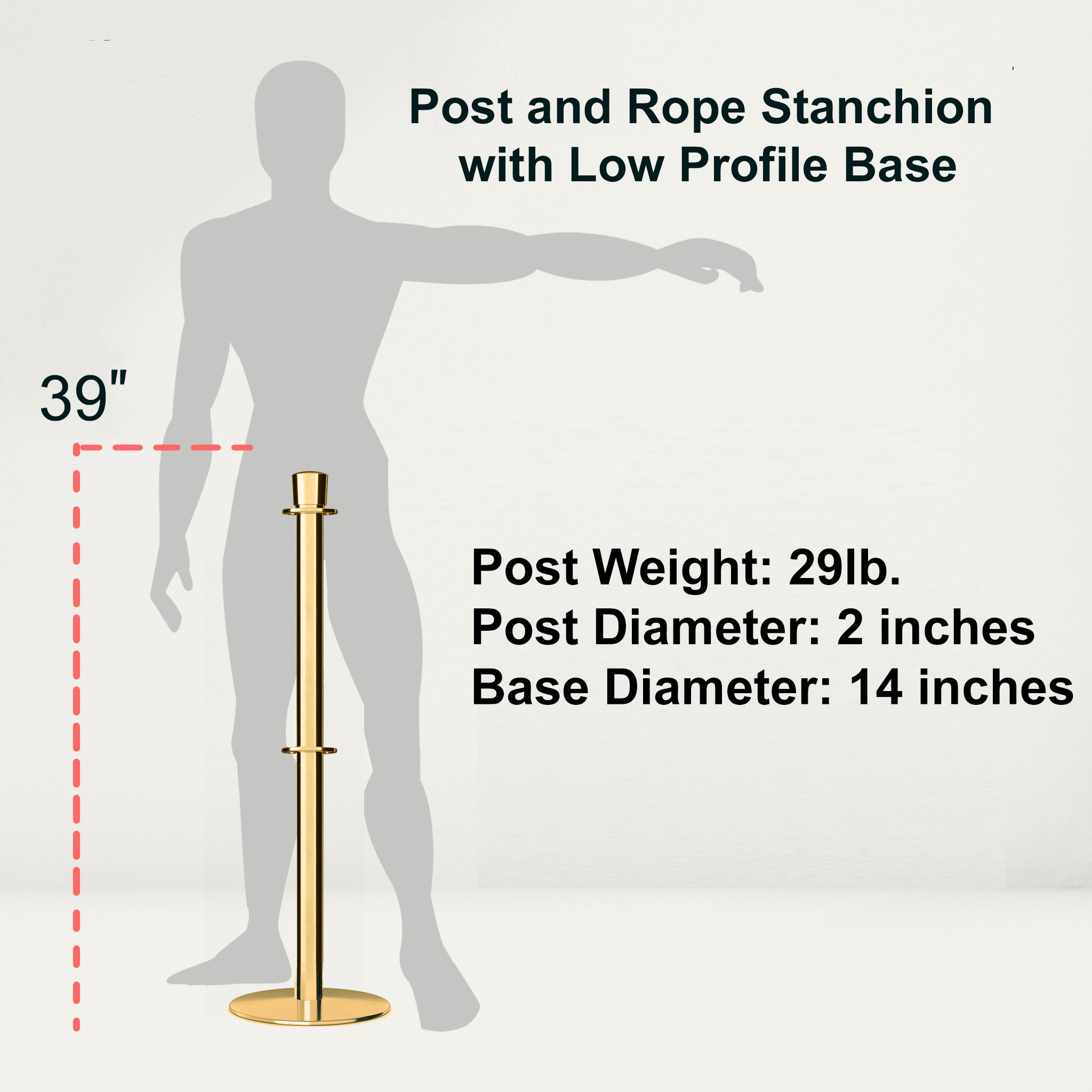 Crown Top Dual Rope Stanchion with Low Profile Base - Montour Line CXLineD - Crowd Control Warehouse