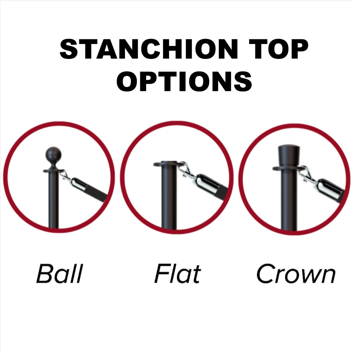 Crown Top Dual Rope Stanchion with Low Profile Base - Montour Line CXLineD - Crowd Control Warehouse