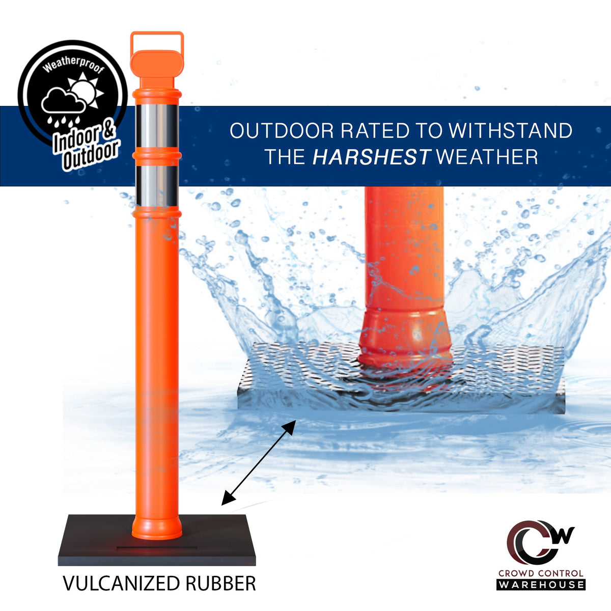 Delineator Post with Base, 49 in. - Trafford Industrial - Crowd Control Warehouse