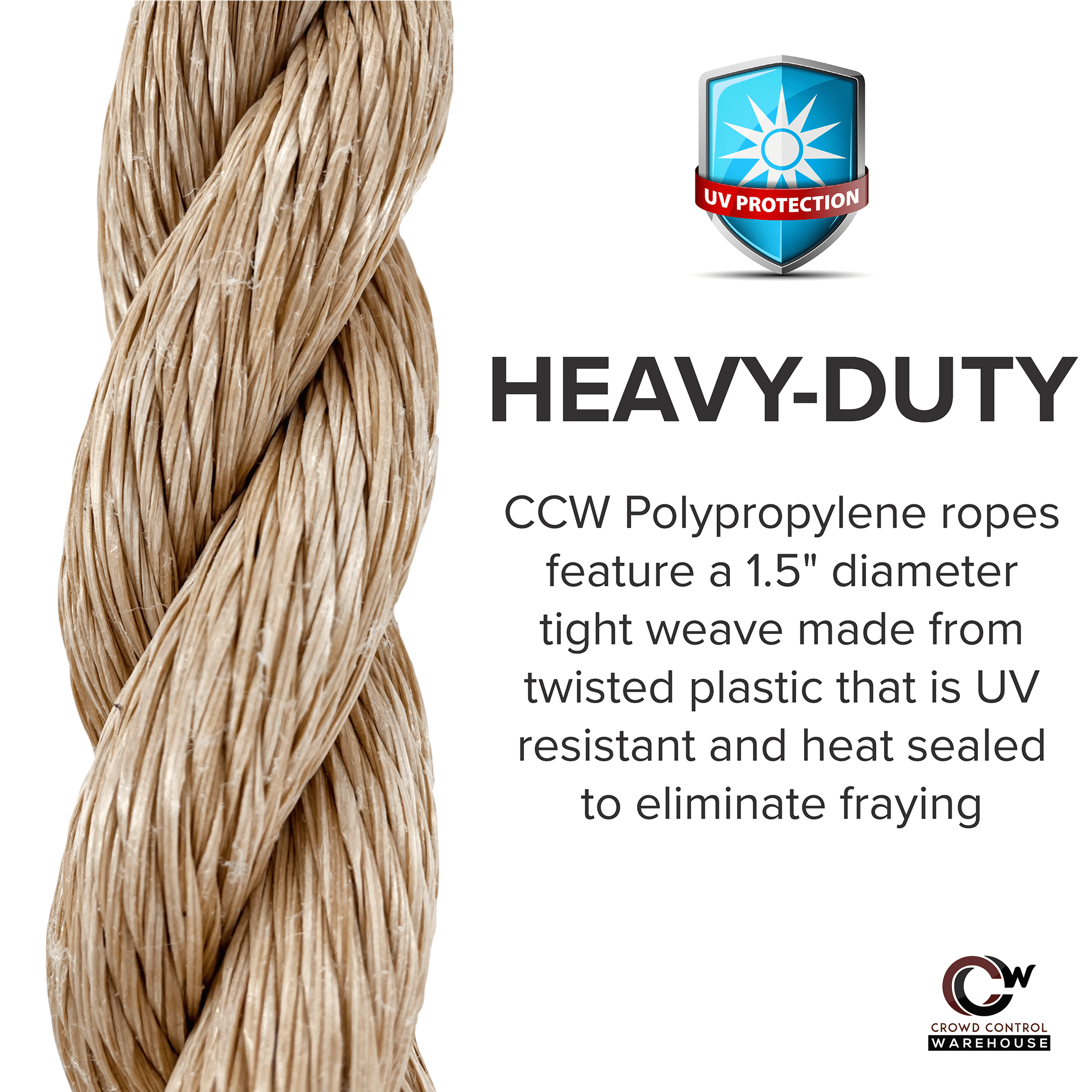 Heavy - Duty Poly Hemp Ropes - Montour Line - Crowd Control Warehouse