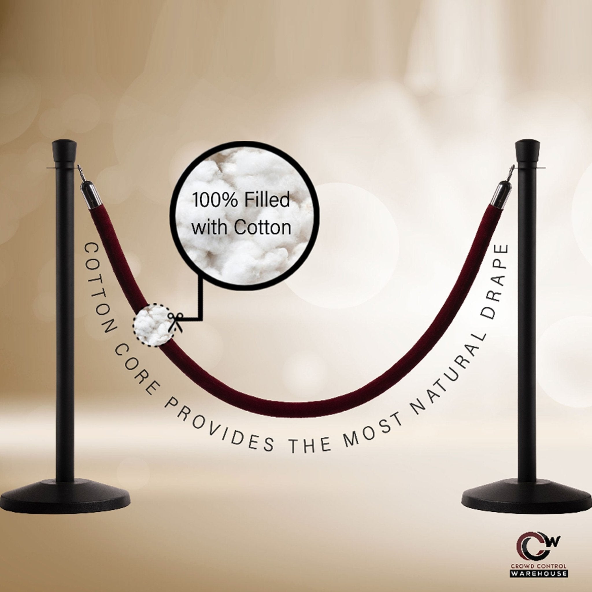 Heavy Duty Velvet Stanchion Ropes, Specialty Colors - Montour Line - Crowd Control Warehouse