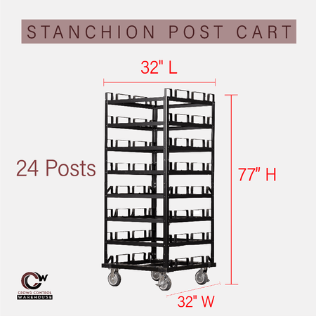 Horizontal Post Storage Cart - 24 Posts - Crowd Control Warehouse