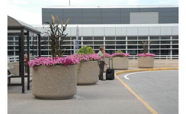 commercial planter pots Large Circular Concrete Planter | Reinforced Concrete | Gray Exposed | 54"