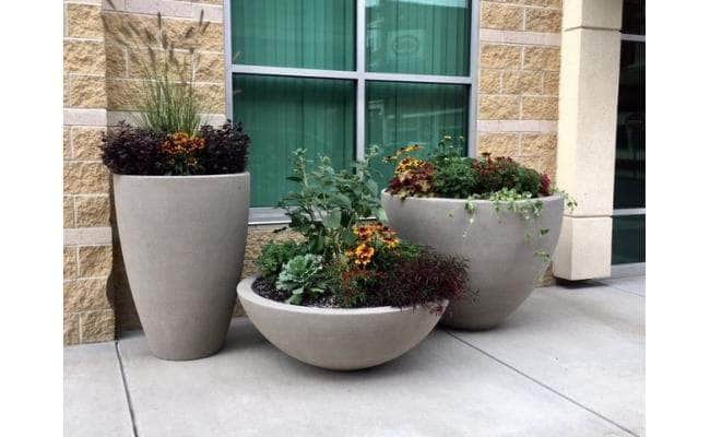 commercial pots for plants Medium Concrete Bowl Planter | Reinforced Concrete | Brown Weatherstone | 48"OD x 18"H