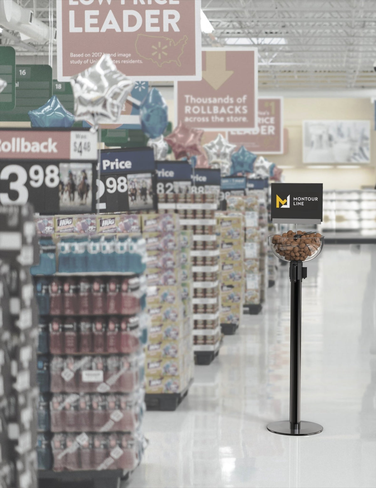 Merchandising Display Bowl for Retractable Belt Barrier Stanchion - Montour Line - Crowd Control Warehouse